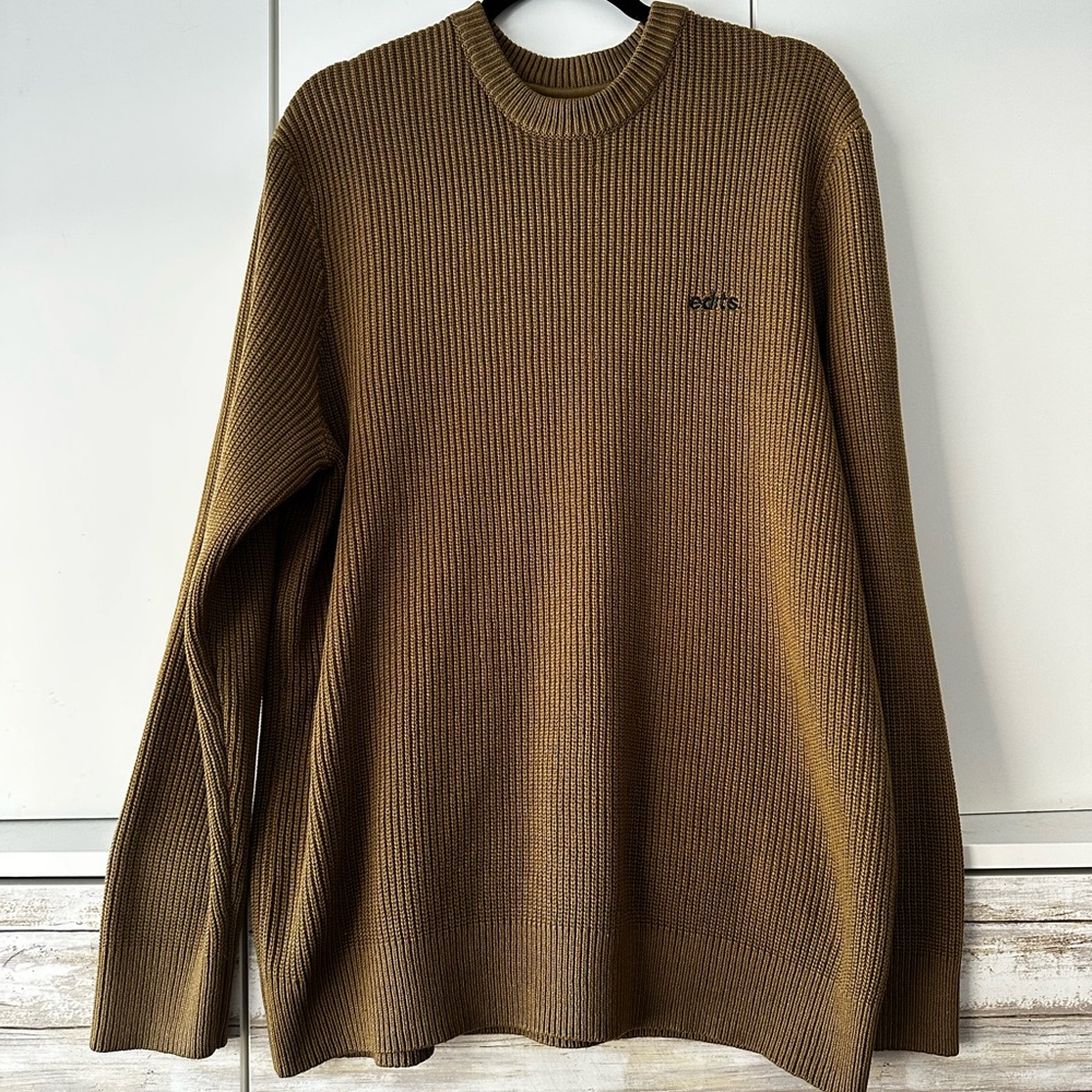 🧶 H&M Men’s Large Khaki Brown Ribbed Crewneck Sweater